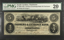 Lot of (2). Columbia & Charleston, South Carolina. Mixed Banks. 1850s-60s $2 & $5. PMG Fine 12 & Very Fine 20.
The $2 is issued by Keatinge & Ball wh...