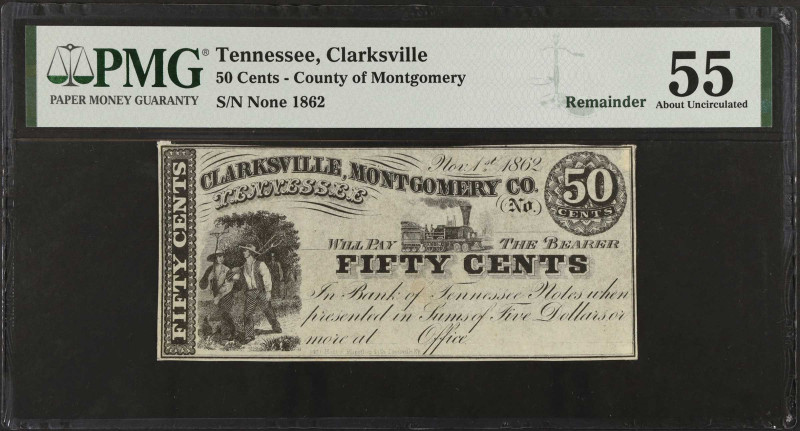 Clarksville, Tennessee. County of Montgomery. 1862 50 Cents. PMG About Uncircula...