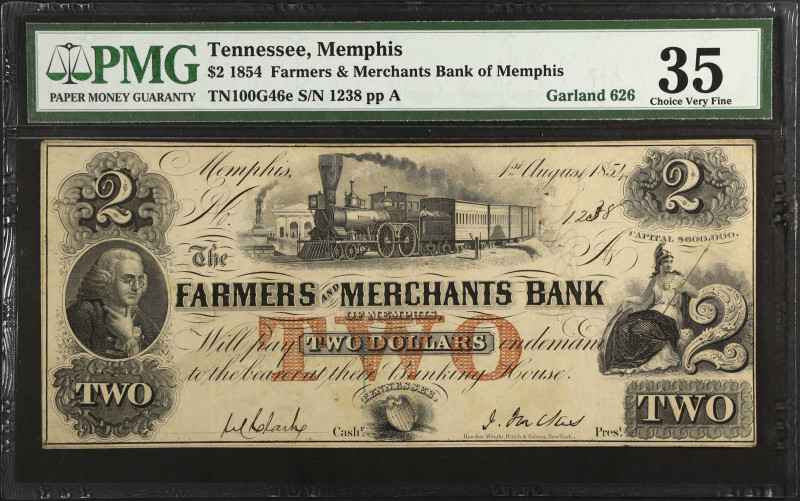 Lot of (3). Memphis, Tennessee. Farmers & Merchants Bank of Memphis. 1854 $2. PM...