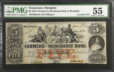 Lot of (2). Memphis, Tennessee. Farmers & Merchants Bank of Memphis. 1854 $5. PMG Choice Very Fine 35 to About Uncirculated 55.
PMG comments "Punch H...
