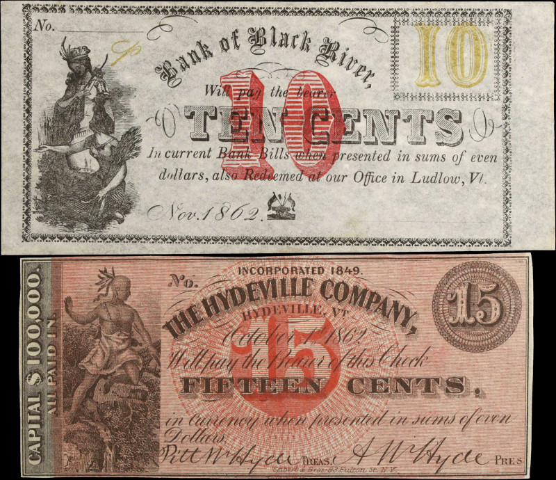 Lot of (2). Hydeville & Ludlow, Vermont. Hydeville Company & Bank of Black River...