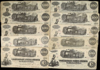 Lot of (10) T-39 & T-40. Confederate Currency. 1862 $100. Fine to Very Fine.
A group of ten train notes, with condition ranging between Fine and Very...