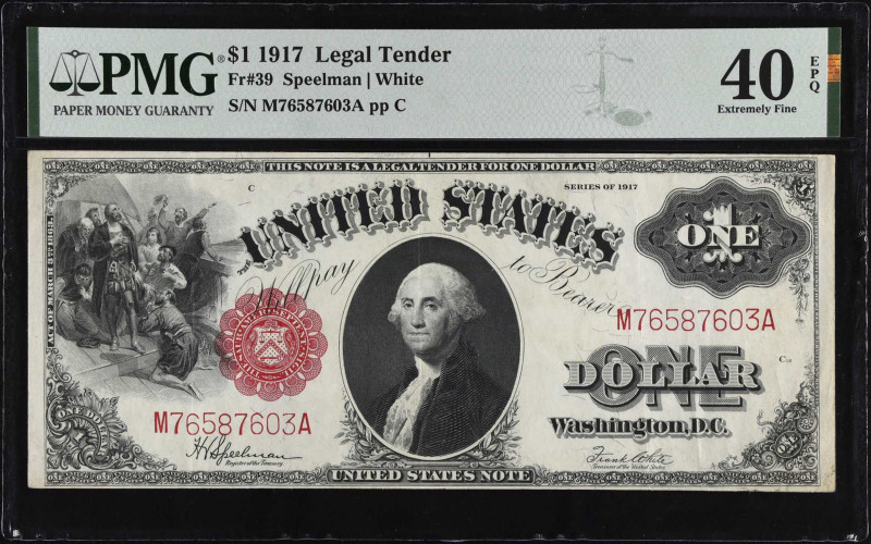 Fr. 39. 1917 $1 Legal Tender Note. PMG Extremely Fine 40 EPQ.
Original paper is...