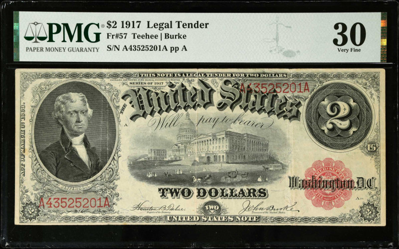 Fr. 57. 1917 $2 Legal Tender Note. PMG Very Fine 30.
Teehee - Burke signature c...