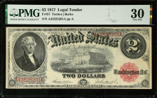 Fr. 57. 1917 $2 Legal Tender Note. PMG Very Fine 30.
Teehee - Burke signature combination.
 Estimate: $150.00- $250.00