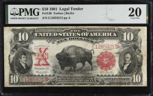 Fr. 120. 1901 $10 Legal Tender Note. PMG Very Fine 20.
Here is a design type which garners attention, no matter the grade. This Very Fine Bison offer...