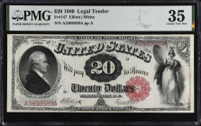Fr. 147. 1880 $20 Legal Tender Note. PMG Choice Very Fine 35.
A bright example of this mid-grade $20. The design is quite vivid, with dark ink standi...