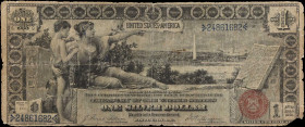 Fr. 224. 1896 $1 Silver Certificate. Very Good.
Typical damage for the assigned condition. The lower right corner is missing.
 Estimate: $100.00- $2...