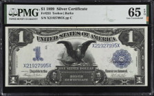 Fr. 233. 1899 $1 Silver Certificate. PMG Gem Uncirculated 65 EPQ.
An exceptional offering of this Gem Black Eagle, which boasts excellent eye appeal....