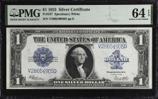 Fr. 237. 1923 $1 Silver Certificate. PMG Choice Uncirculated 64 EPQ.
Nearly Gem.
 Estimate: $125.00- $175.00