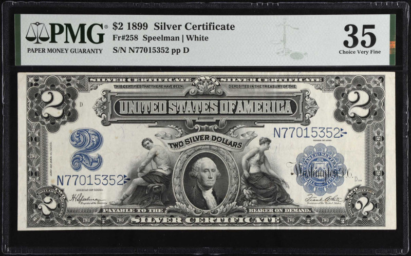 Fr. 258. 1899 $2 Silver Certificate. PMG Choice Very Fine 35.
Bright paper stan...