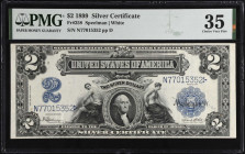 Fr. 258. 1899 $2 Silver Certificate. PMG Choice Very Fine 35.
Bright paper stands out on this mid-grade mini porthole note.
 Estimate: $400.00- $600...