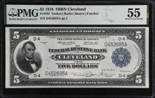 Fr. 785. 1918 $5 Federal Reserve Bank Note. Cleveland. PMG About Uncirculated 55.
This Cleveland $10 boasts exceptionally bright paper and jet black ...