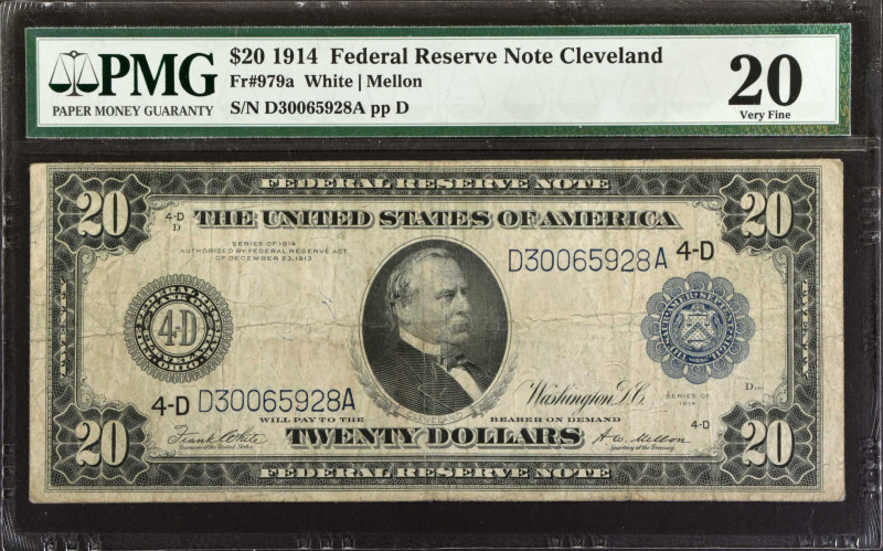 Fr. 979a. 1914 $20 Federal Reserve Note. Cleveland. PMG Very Fine 20.
White - M...