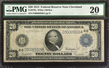Fr. 979a. 1914 $20 Federal Reserve Note. Cleveland. PMG Very Fine 20.
White - Mellon signature combination.
 Estimate: $125.00- $175.00
