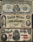 Lot of (3). 1862-1907 $5. Mixed Large Size. Very Good to Fine.
Included in this lot are a $5 Woodchopper, an 1862 $5 Legal and a $5 Chief silver cert...