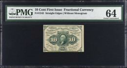 Fr. 1243. 10 Cents. First Issue. PMG Choice Uncirculated 64.
PMG comments "Annotation, Erasure".
 Estimate: $100.00- $150.00
