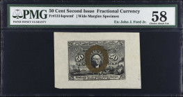 Lot of (2). Fr. 1314spwmf & 1314spwmb. 50 Cents. Second Issue. PMG Choice About Uncirculated 58 & Choice About Uncirculated Net. Stained, Annotation. ...