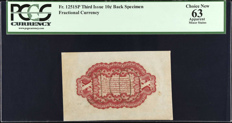 Fr. 1251SP. 10 Cents. Third Issue. PCGS Currency Choice New 63 Apparent. Minor S...