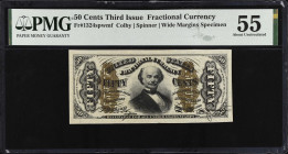 Fr. 1324spwmf. 50 Cents. Third Issue. PMG About Uncirculated 55. Wide Margins Specimen.
Wide Margins Specimen. PMG comments "Trimmed".
 Estimate: $7...