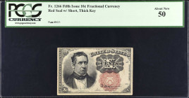Fr. 1266. 10 Cents. Fifth Issue. PCGS Currency About New 50.
Short thick key. Red seal.
 Estimate: $50.00- $100.00