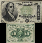 Lot of (2). Fr. 1242 & 1379. 10 & 50 Cents. First & Fourth Issue. Very Fine.
A pairing of VF condition fractionals.
 Estimate: $40.00- $60.00