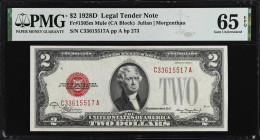 Fr. 1505m. 1928D $2 Legal Tender Mule Note. PMG Gem Uncirculated 65 EPQ.
This is the second note from a consecutive run of six 1928D $2 Mules we are ...