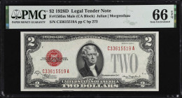 Fr. 1505m. 1928D $2 Legal Tender Mule Note. PMG Gem Uncirculated 66 EPQ.
This is the fourth note from a consecutive run of six 1928D $2 Mules we are ...