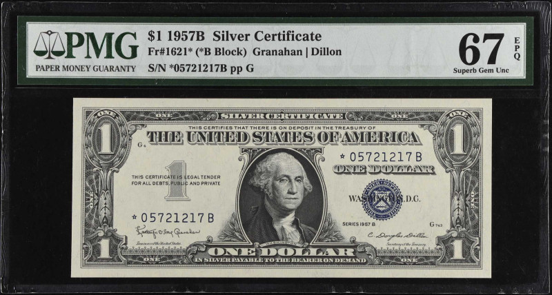Lot of (4). Fr. 1621*. 1957B $1 Silver Certificate Star Notes. PMG Gem Uncircula...