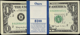 Pack of (100). Fr. 1902-B. 1963B $10 Federal Reserve Notes. New York. Choice Uncirculated.
A consecutive pack of one hundred Joseph W. Barr signature...