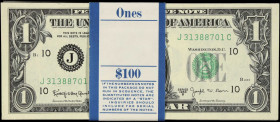 Pack of (100). Fr. 1902-J. 1963B $1 Federal Reserve Note. Kansas City. Choice Uncirculated to Gem Uncirculated.
A pack of one hundred Barr signature ...