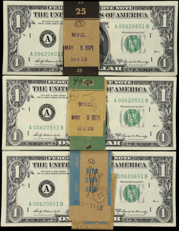 Lot of (99). Fr. 1904-A. 1969A $1 Federal Reserve Notes. Boston. Choice Uncircul...