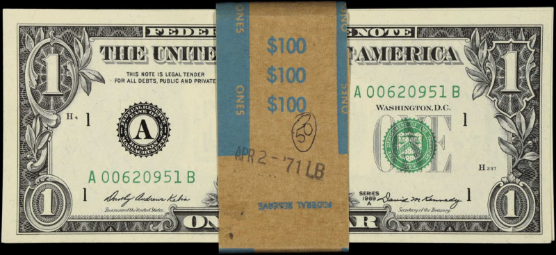 Pack of (50). Fr. 1904-A. 1969A $1 Federal Reserve Note. Boston. Choice Uncircul...