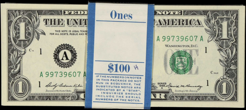 Lot of (99). Fr. 1904-A. 1969A $1 Federal Reserve Notes. Boston. Choice Uncircul...