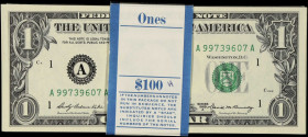 Lot of (99). Fr. 1904-A. 1969A $1 Federal Reserve Notes. Boston. Choice Uncirculated.
A nearly complete pack of 99 consecutive 1969A series $1's, whi...