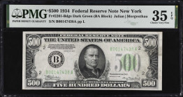 Fr. 2201-Bdgs. 1934 $500 Federal Reserve Note. New York. PMG Choice Very Fine 35 EPQ.
Bright paper pops on this appealing mid-grade New York $500. Th...