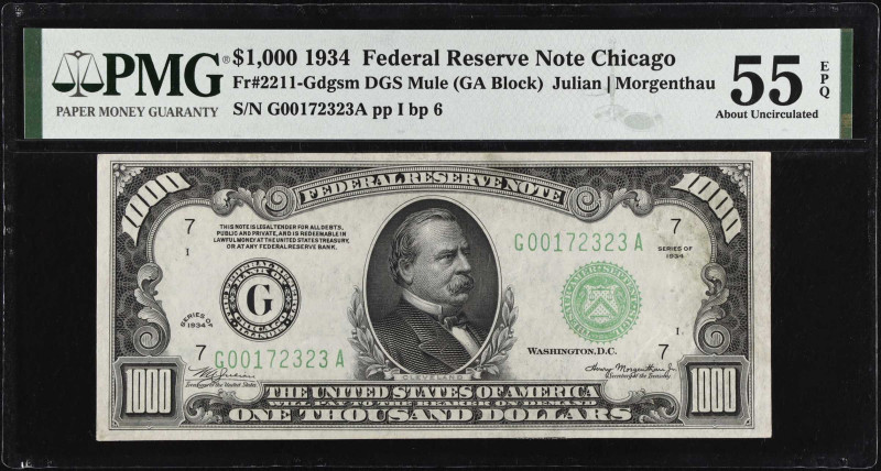 Fr. 2211-Gdgsm. 1934 $1000 Federal Reserve Mule Note. Chicago. PMG About Uncircu...
