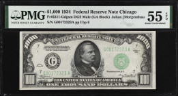 Fr. 2211-Gdgsm. 1934 $1000 Federal Reserve Mule Note. Chicago. PMG About Uncirculated 55 EPQ.
Back plate 6. Fully original paper is offered on this d...