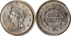 1856 Braided Hair Cent. Slanting 5. MS-63 BN (PCGS).
PCGS# 1922.
