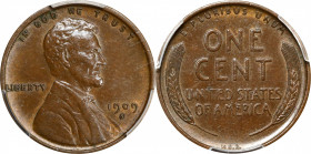 1909-S Lincoln Cent. V.D.B. AU-55 (PCGS).
PCGS# 2426. NGC ID: 22B2.