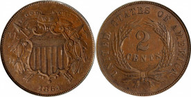 1864 Two-Cent Piece. Small Motto. AU-53 (PCGS). OGH.
PCGS# 3579. NGC ID: 22N8.