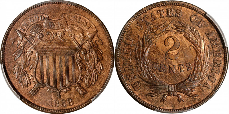 1868 Two-Cent Piece. Unc Details--Questionable Color (PCGS).
PCGS# 3597. NGC ID...