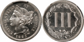 1883 Nickel Three-Cent Piece. Proof-66 (PCGS).
PCGS# 3779. NGC ID: 2765.