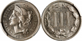 1883 Nickel Three-Cent Piece. Proof-63 (PCGS).
PCGS# 3779. NGC ID: 2765.