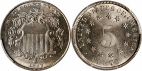 1882 Shield Nickel. MS-65 (PCGS).
PCGS# 3812. NGC ID: 22PC.