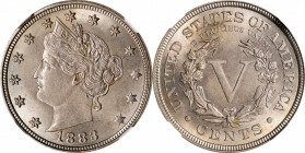 1883 Liberty Head Nickel. With CENTS. MS-64 (NGC).
PCGS# 3844. NGC ID: 22PH.