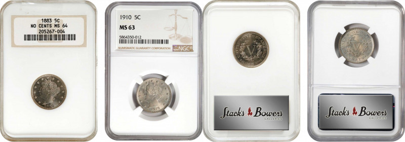 Lot of (2) Choice Mint State Liberty Head Nickels. (NGC).
Included are: 1883 No...