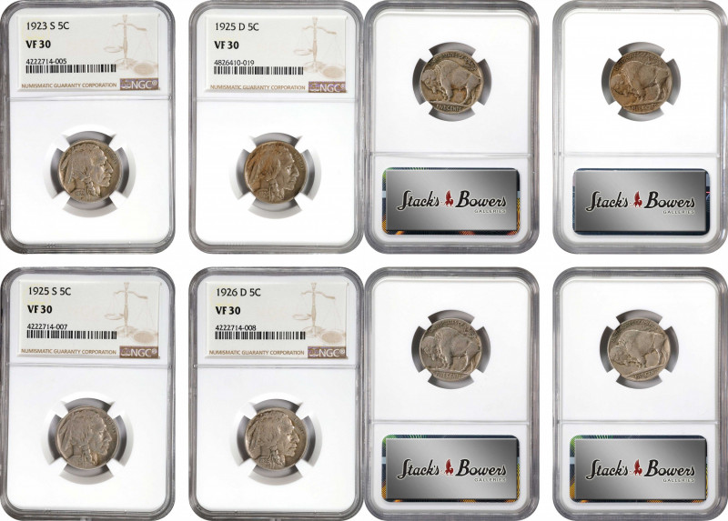 Lot of (4) Mintmarked 1920s Buffalo Nickels. VF-30 (NGC).
Included are: 1923-S;...