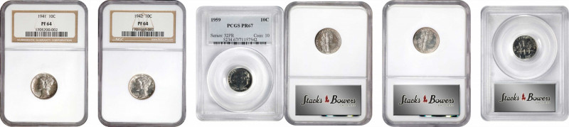 Lot of (3) Certified Proof Mercury and Roosevelt Dimes.
Included are: Mercury: ...