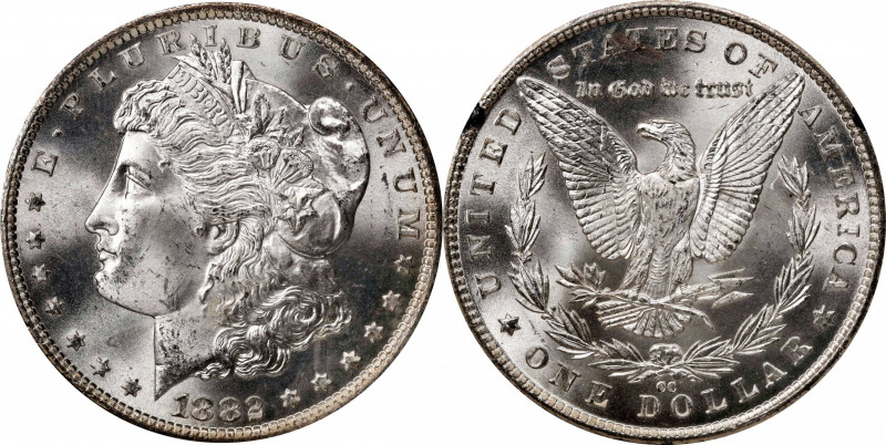 1882-CC GSA Morgan Silver Dollar. MS-65 (NGC).
The original box and card are no...